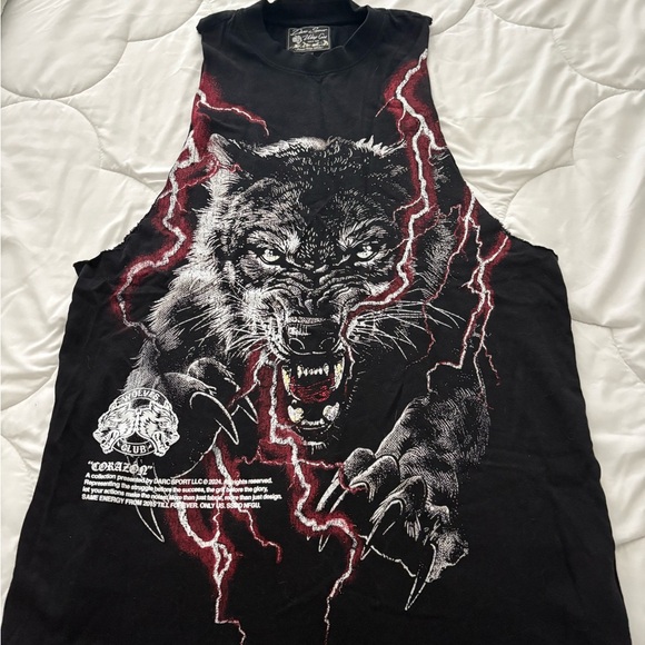 Darc Sport Black Tank Top with Wolf Design - Picture 1 of 3